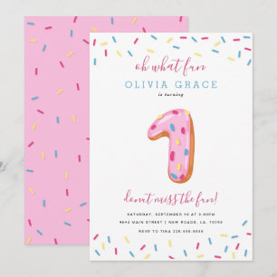 Invitation Fête d'anniversaire de Donut Un