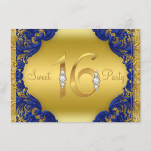 Invitation Fête d'anniversaire de fantaisie du bonbon 16 à or