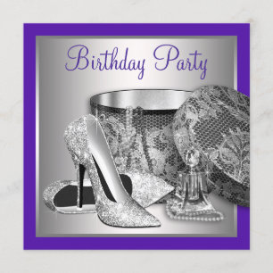 Invitation Fête d'anniversaire de femme avec des chaussures à