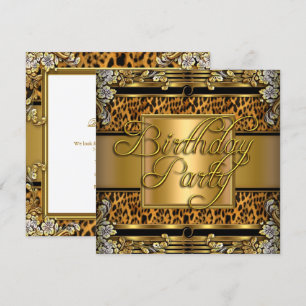 Invitation Fête d'anniversaire de femme avec imprimé léopard