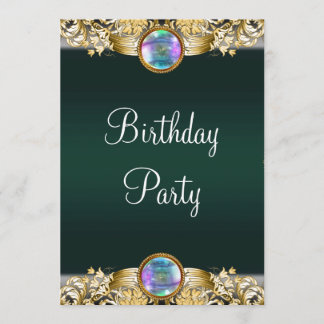 Invitation Fête d'anniversaire de femme en or vert émeraude