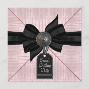 Invitation Fête d'anniversaire de femme rose noir