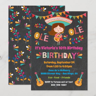 Invitation Fête d'anniversaire de fiesta de Mexcian de fille