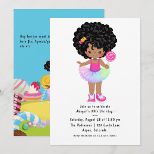 Invitation Fête d'anniversaire de fille African American Cand