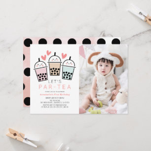 Invitation Fête d'anniversaire de fille au thé à bulles Boba 