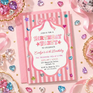 Invitation Fête d'anniversaire de fille aux pierres précieuse