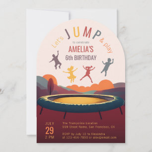 Invitation Fête d'anniversaire de fille avec trampoline Saut 