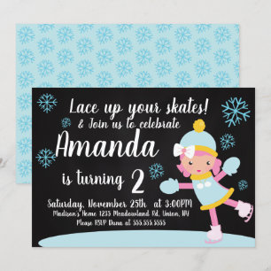 Invitation Fête d'anniversaire de fille de patinage sur glace