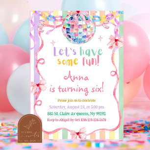 Invitation Fête d'anniversaire de fille fantaisie pastel colo