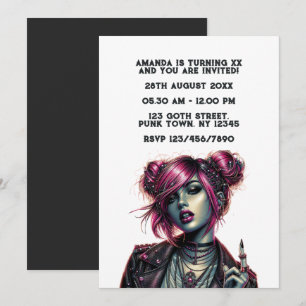 Invitation Fête d'anniversaire de fille gothique punk