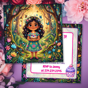 Invitation Fête d'anniversaire de fille hispanique Papillons 
