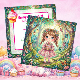 Invitation Fête d'anniversaire de fille mignonne Chibi avec C