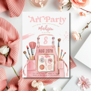Invitation Fête d'anniversaire de fille peinture artistique