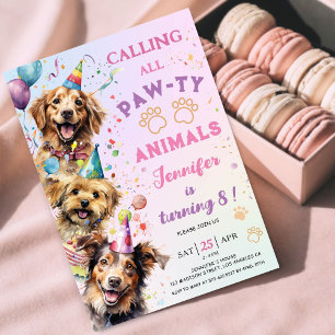 Invitation Fête d'anniversaire de fille pour 8 ans avec thème