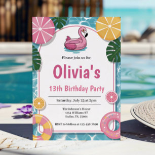 Invitation Fête d'anniversaire de fille pour une soirée pisci