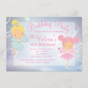 Invitation Fête d'anniversaire de fille princesse fée rose vi