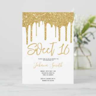 Invitation Fête d'anniversaire de fille Sweet Sixteen avec pa