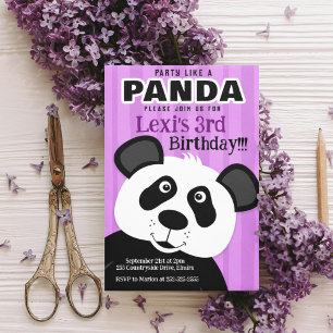 Invitation Fête d'anniversaire de fille violette comme un Pan
