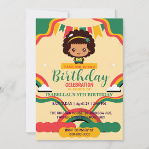 Invitation Fête d'anniversaire de filles afro-américaines mig