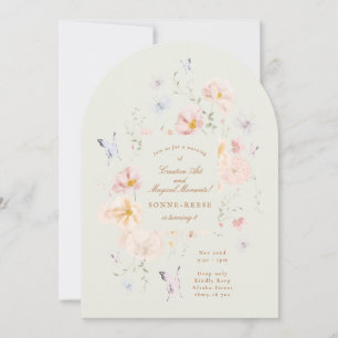 Invitation Fête d'anniversaire de filles avec papillon floral