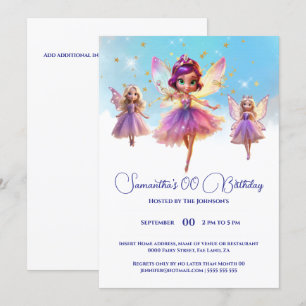 Invitation Fête d'anniversaire de filles princesse fée 