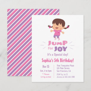 Invitation Fête d'anniversaire de filles sautant de joie