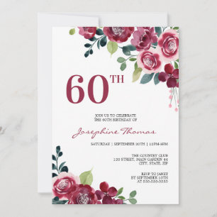 Invitation Fête d'anniversaire de fleurs de rose magenta