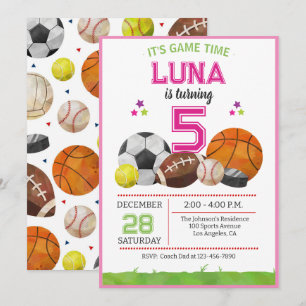 Invitation Fête d'anniversaire de football de basket-ball Pin