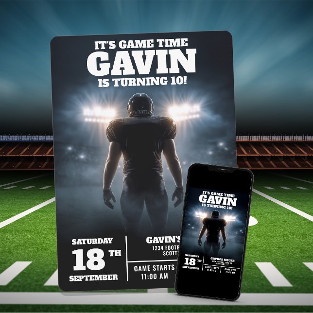 Invitation Fête d'anniversaire de football personnalisée (Créateur téléchargé)
