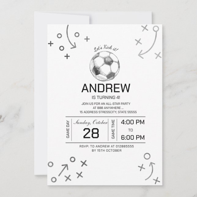 Invitation Fête d'anniversaire de football personnelle (Devant)
