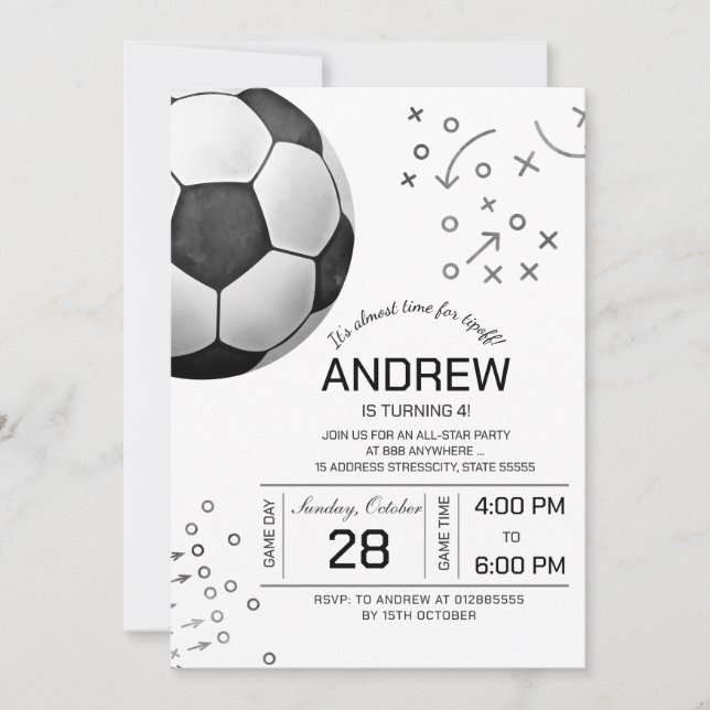 Invitation Fête d'anniversaire de football personnelle (Devant)