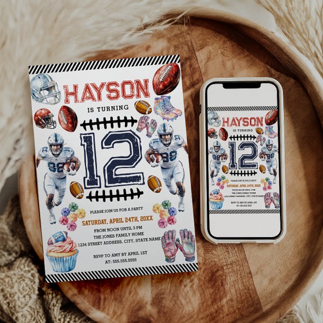 Invitation Fête d'anniversaire de football pour garçons (Créateur téléchargé)