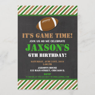 Invitation Fête d'anniversaire de football vert noir Chalkboa