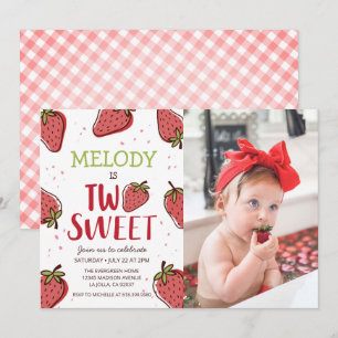 Invitation Fête d'anniversaire de fraise ・ Deux doux invitati