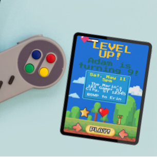 Invitation Fête d'anniversaire de gamer Niveau Supérieur