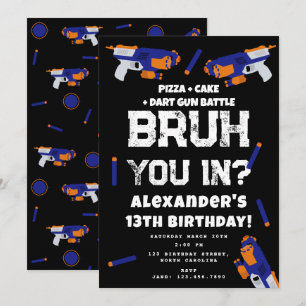 Invitation Fête d'anniversaire de garçon adolescent Bataille
