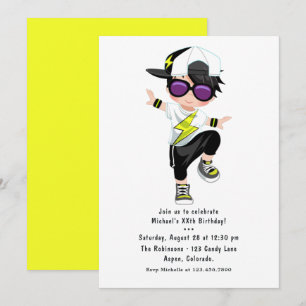 Invitation Fête d'anniversaire de garçon de danse hip hop rap