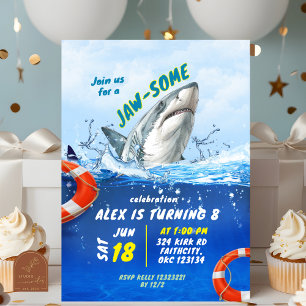 Invitation Fête d'anniversaire de garçon Jawsome Requin