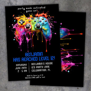 Invitation Fête d'anniversaire de garçon joueur de jeu vidéo