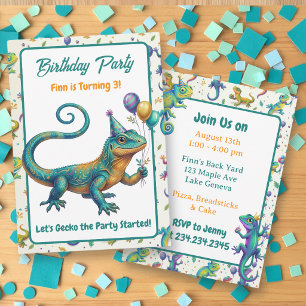 Invitation Fête d'anniversaire de garçon sur le thème du léza