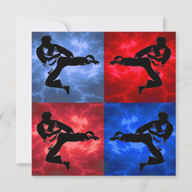 Invitation Fête d'anniversaire de garçons de karaté (Devant)