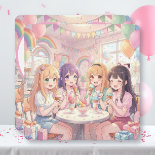 Invitation Fête d'anniversaire de glace de fille d'anime mign