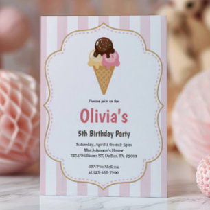 Invitation Fête d'anniversaire de glace des filles mignonnes