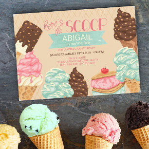 Invitation Fête d'anniversaire de glace Here's the Scoop Ice