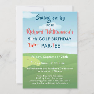INVITATION FÊTE D'ANNIVERSAIRE DE GOLF 50 ANS AVEC HEURE DE D