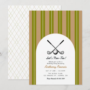 Invitation Fête d'anniversaire de golf chameau, olive et blan