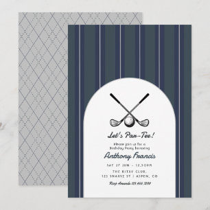 Invitation Fête d'anniversaire de golf Charbon, Nuit et Argen