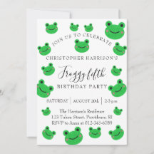 Fête d'anniversaire de grenouille garçon cinquième
