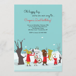 Invitation Fête d'anniversaire de groupe d'animaux en marche