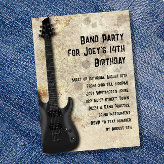 Invitation Fête d'anniversaire de groupe de rock pour adolesc